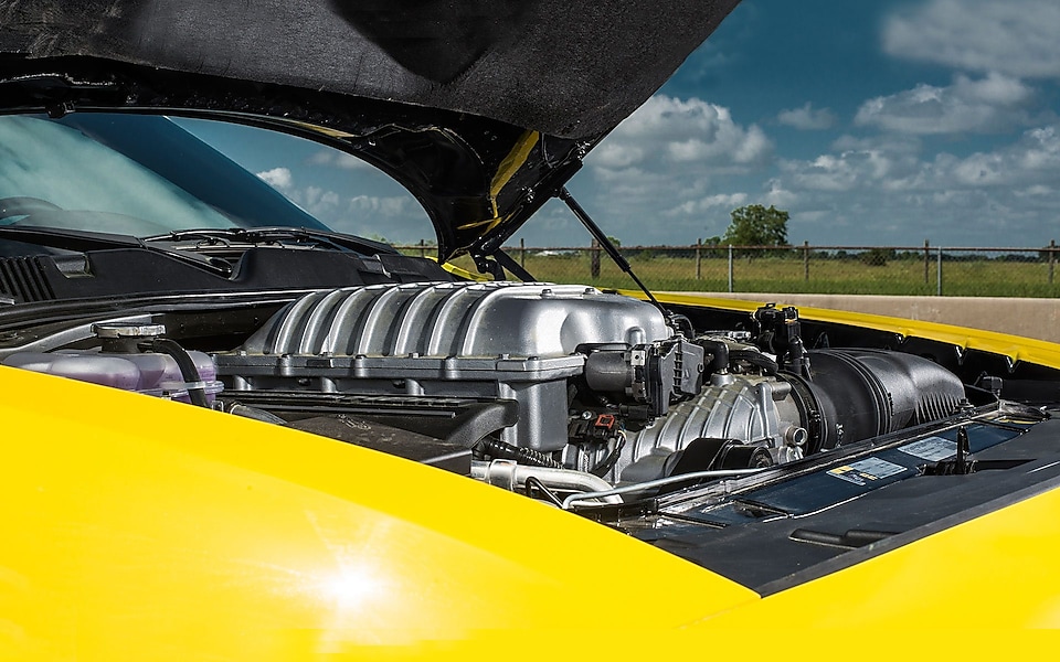 Dodge Hellcat with hood up