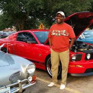 Michael at local car show with his Mustang Mach 1