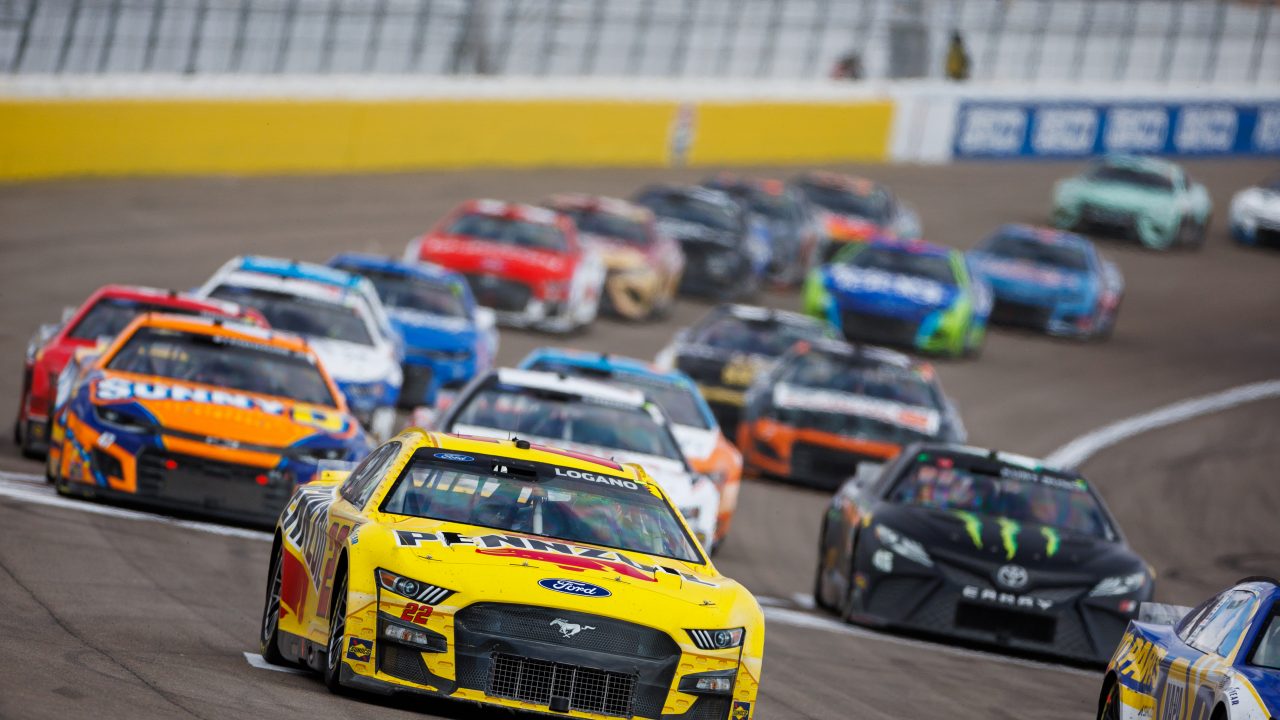 Larry Chen captures Joey Logano in action during a NASCAR race