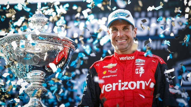 Will Power with 2022 INDYCAR Championship trophy