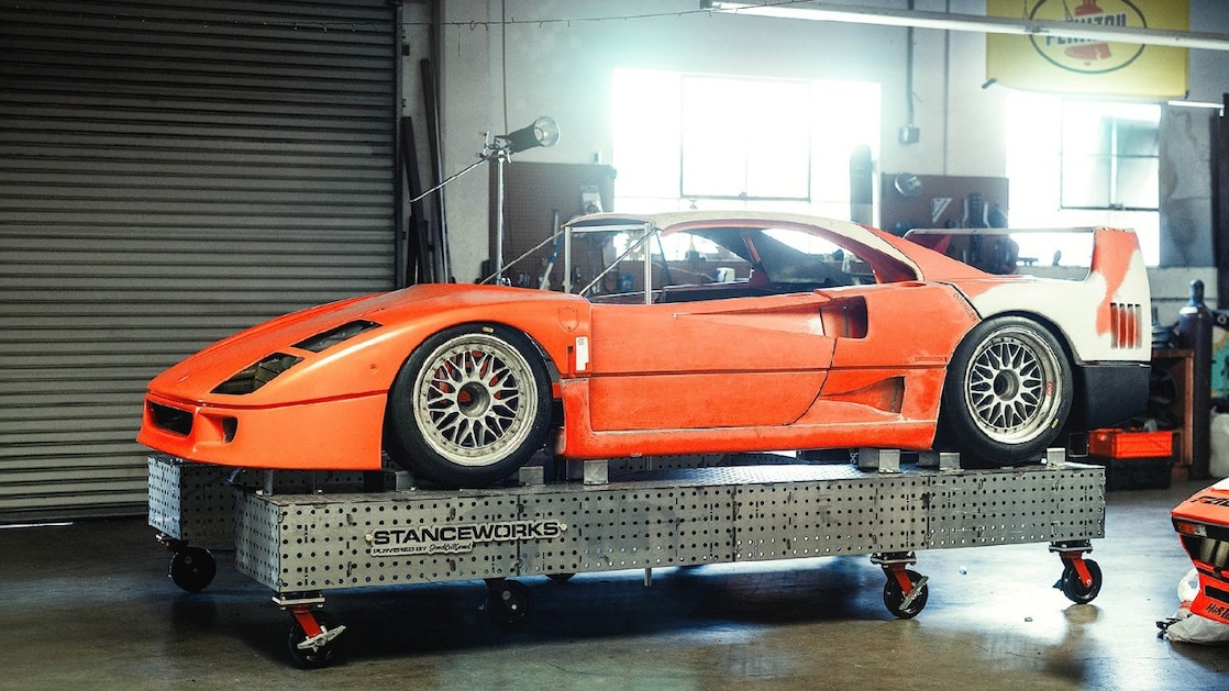 Mike Burroughs’ Ferrari time attack build features a Honda K-series swap and tube-chassis fabrication.