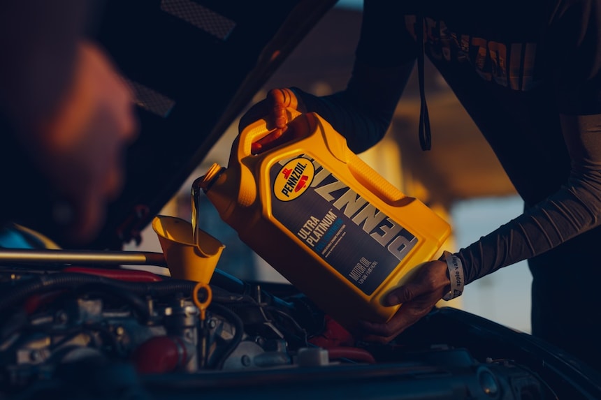 Car enthusiasts are united by car culture and Pennzoil Full Synthetic Motor Oil in the engine.
