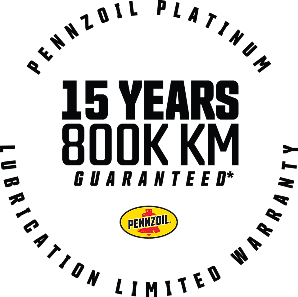 Pennzoil features a 15 year / 800,000 kilometer lubrication limited warranty
