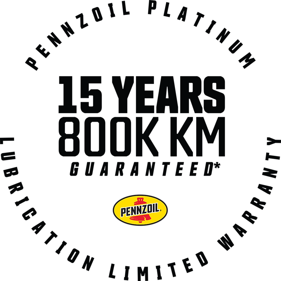 Pennzoil features a 15 year / 800,000 kilometer lubrication limited warranty