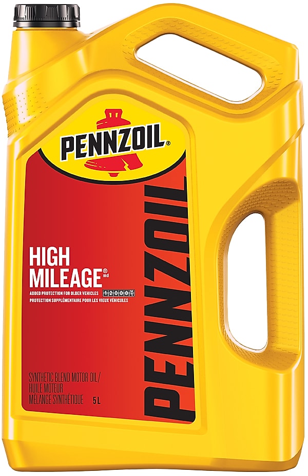 Bottle of pennzoil high mileage motor oil