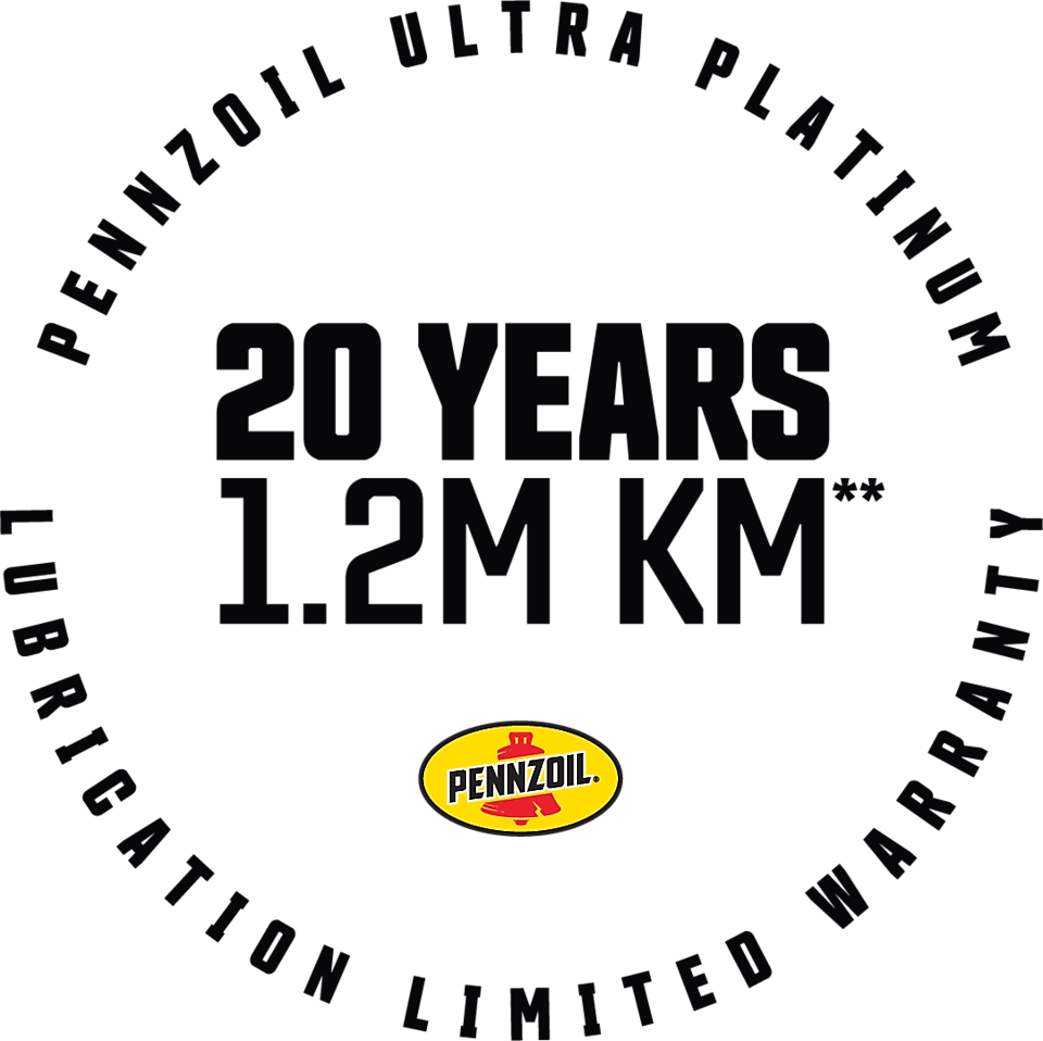 Pennzoil features a 20 year / 1,200,000 kilometer lubrication limited warranty