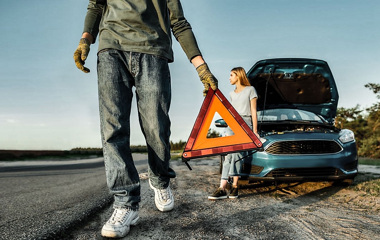 car waiting on the road