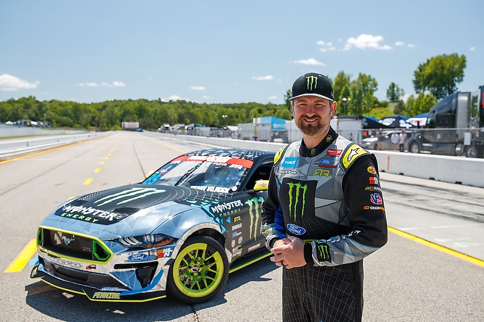 Vaughn on racing track with car