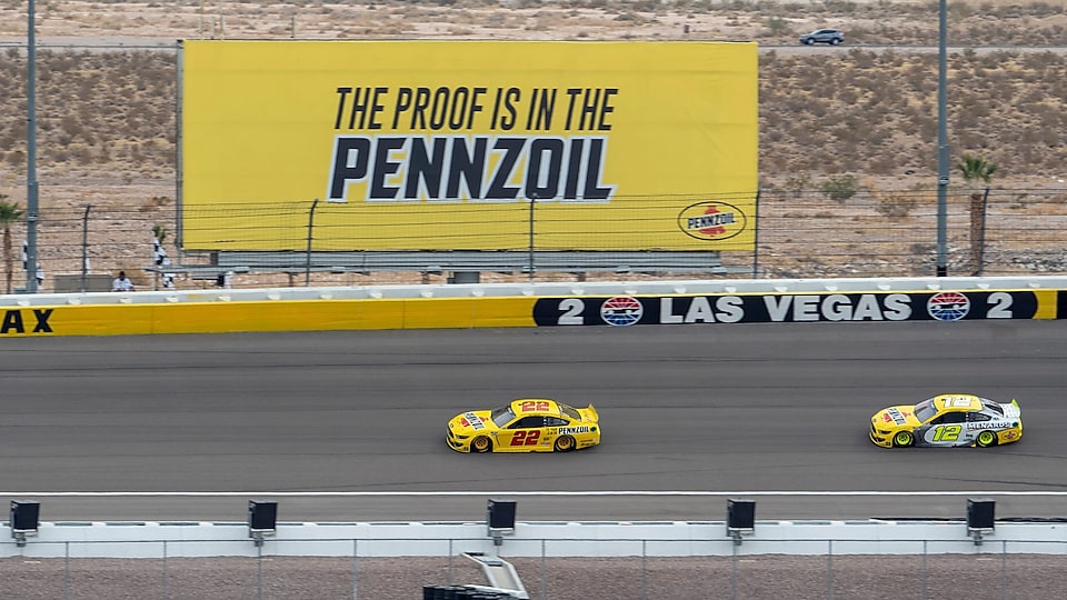 Joey Logano races the track