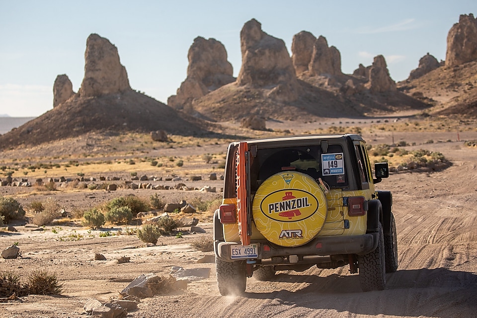 Jeep driving in desert