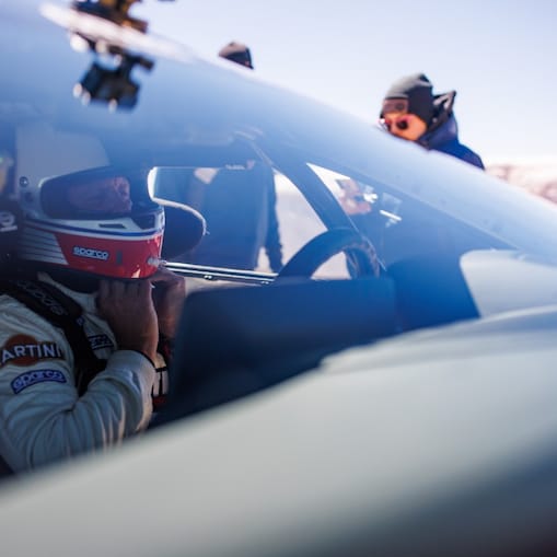 A person in a race car