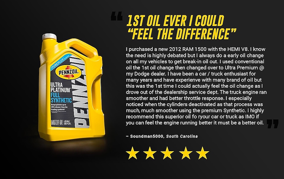 Pennzoil Review 1st Oil Ever I Could "Feel The Difference"