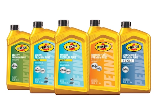 five Pennzoil bottles