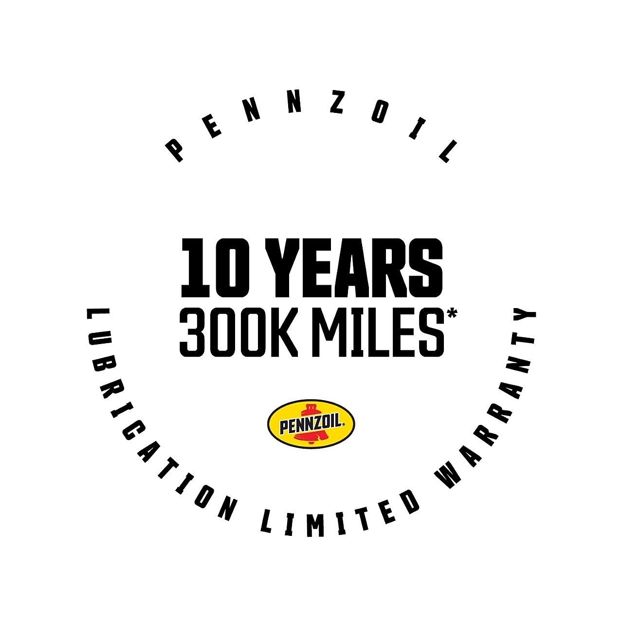 “Pennzoil features a 10 year / 300,000 mile lubrication limited warranty”