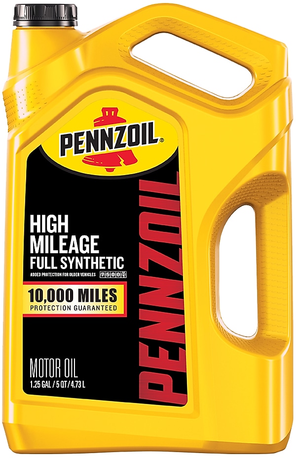 Bottle of pennzoil full synthetic high mileage motor oil