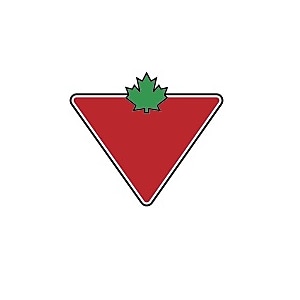 Canadian Tire logo. Red triangle with green maple leaf on top.