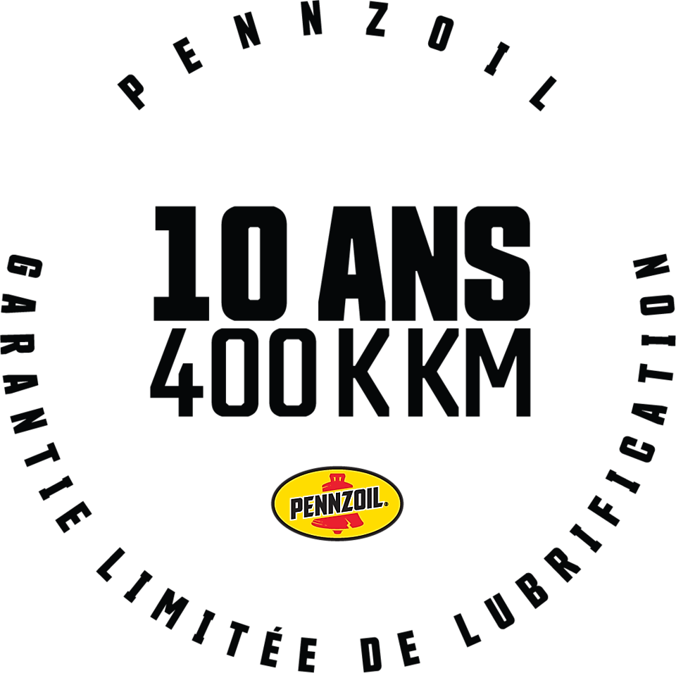 Pennzoil offre une garantie limitée de lubrification de 10 ans ou 400 000 kilomètres